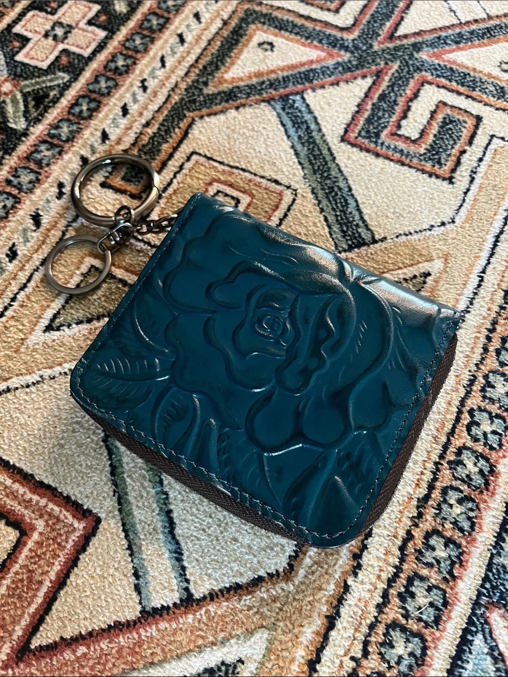 Patricia Nash Embossed Zip Card Wallet with Keyring